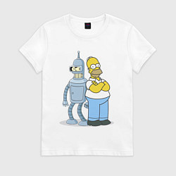 Женская футболка Гомер и Бендер