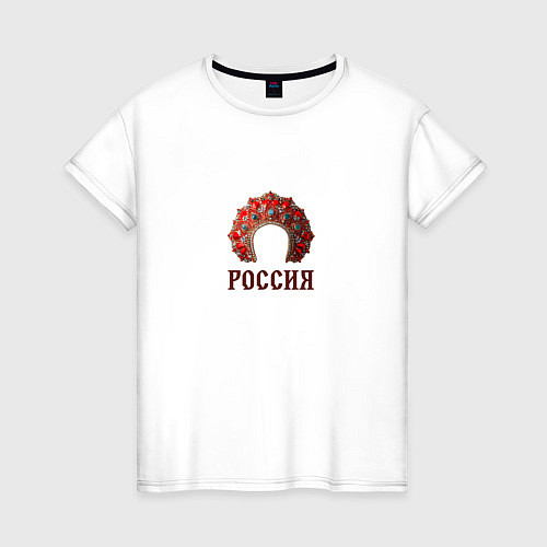 Женская футболка Кокошник: россия / Белый – фото 1