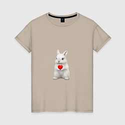 Женская футболка Белый кролик с сердечком