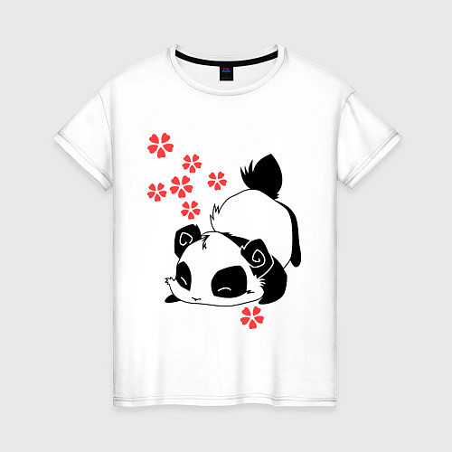 Женская футболка Цветочная панда / Белый – фото 1