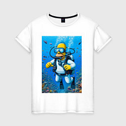Футболка хлопковая женская Homer diving - ai art fantasy, цвет: белый