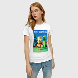 Футболка хлопковая женская Bart and Creeper - collaboration ai art, цвет: белый — фото 2