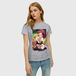 Футболка хлопковая женская Джесси и Мяут на пикнике, цвет: меланж — фото 2