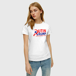 Футболка хлопковая женская Putin Trump, цвет: белый — фото 2