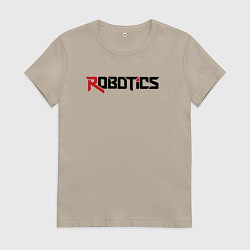 Футболка хлопковая женская Робототехника, цвет: миндальный