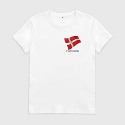 Футболка хлопковая женская Я Датчанин - патриотизм, цвет: белый