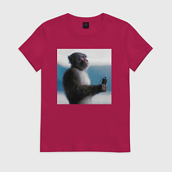 Футболка хлопковая женская Важный звонок, цвет: маджента