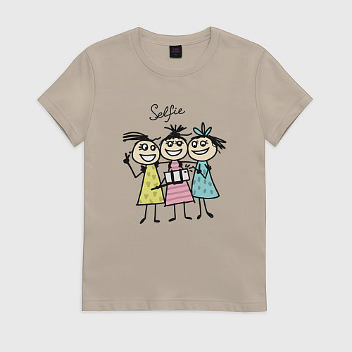 Женская футболка Selfie girls / Миндальный – фото 1