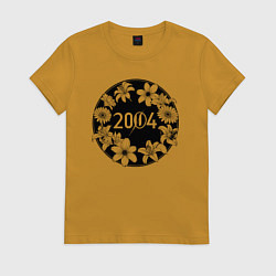 Футболка хлопковая женская Цветы 2004, цвет: горчичный