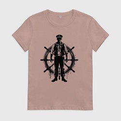 Женская футболка Капитан и штурвал граффити