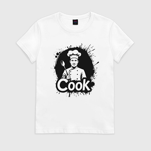 Женская футболка Шеф-повар с ложкой черной краской / Белый – фото 1
