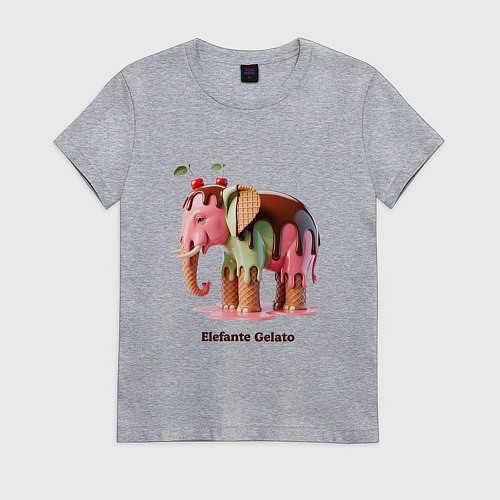 Женская футболка Брейнрот - Elefante Gelato / Меланж – фото 1