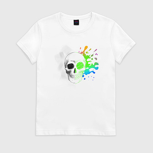 Женская футболка Не стань серой массой - череп / Белый – фото 1