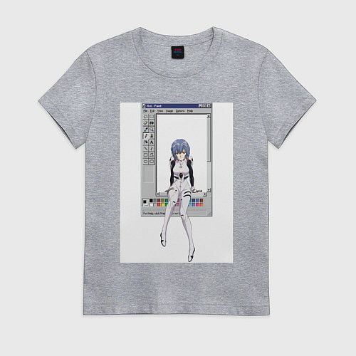 Женская футболка Аянами Рей в paint окне / Меланж – фото 1