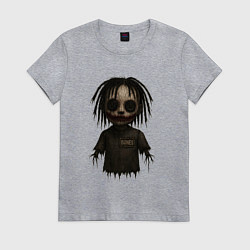 Футболка хлопковая женская Bones хоррор кукла, цвет: меланж