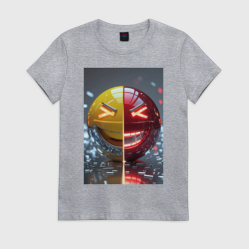 Женская футболка Смайлик твоего переменного настроения / Меланж – фото 1