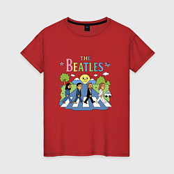 Женская футболка The Beatles мультяшный стиль