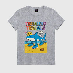 Женская футболка Тралалеро Тралала на пляже