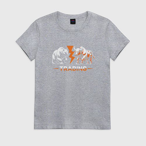 Женская футболка Трейдинг медведь и бык / Меланж – фото 1