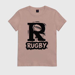 Женская футболка Регбийный мяч в букве р