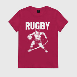 Женская футболка Регби мощный прыжок с мячом