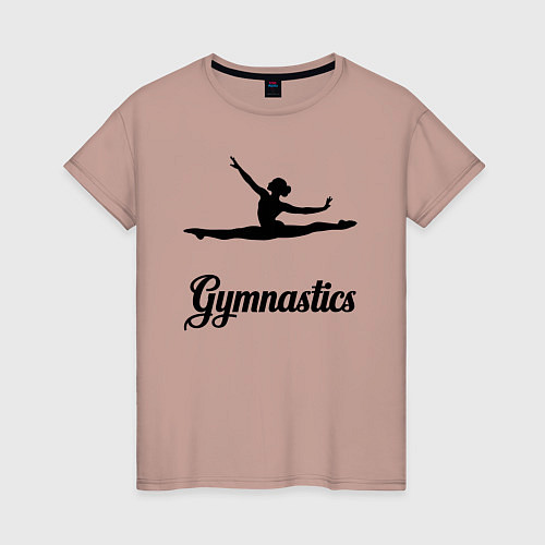 Женская футболка Гимнастка прыжок / Пыльно-розовый – фото 1