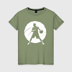 Футболка хлопковая женская Стритболист в круге, цвет: авокадо