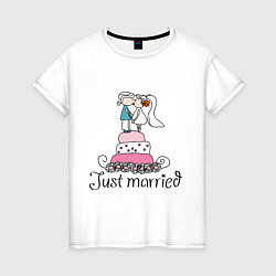Женская футболка Just Married - Свадебный торт