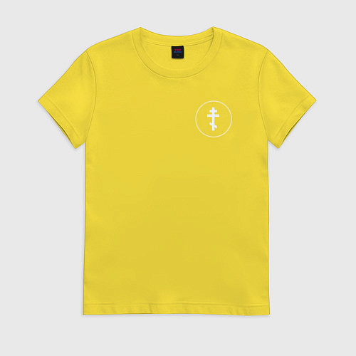 Женская футболка Если ангел твой за твоим плечом черно белый арт / Желтый – фото 1