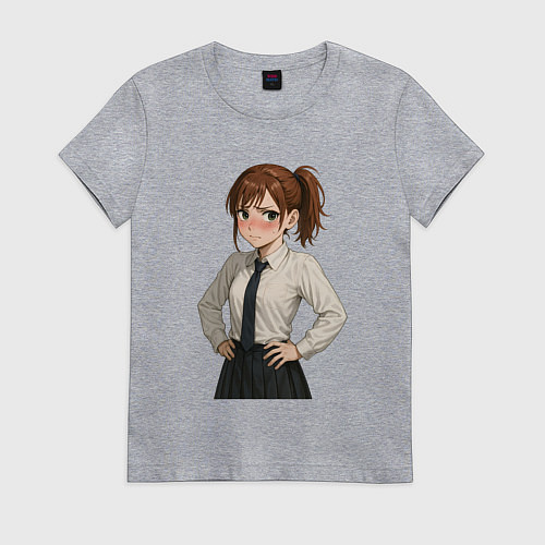 Женская футболка Сиратори Айра в школьной форме / Меланж – фото 1