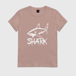 Футболка хлопковая женская Акула с острыми зубами, цвет: пыльно-розовый