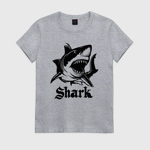 Женская футболка Черная акула с открытой пастью / Меланж – фото 1