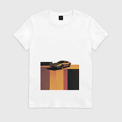 Футболка хлопковая женская Ретрофутуризм спорткар поп-арт 1970-е, цвет: белый