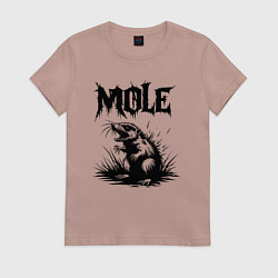 Футболка хлопковая женская Крот в ярости, цвет: пыльно-розовый