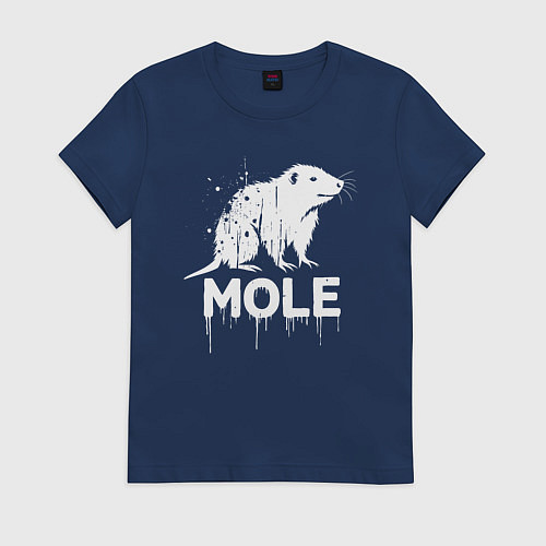 Женская футболка Крот в стиле белое граффити / Тёмно-синий – фото 1