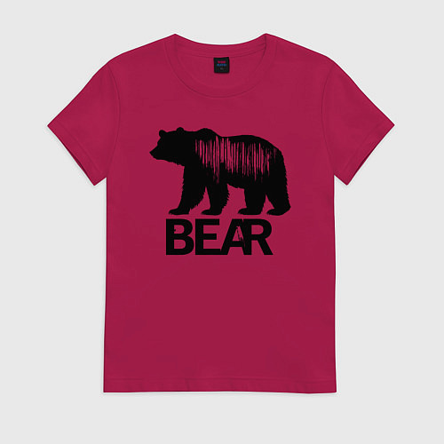 Женская футболка Черный медведь с полосами / Маджента – фото 1