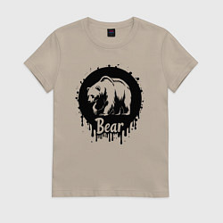 Женская футболка Черный медведь в круге