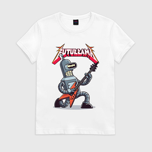 Женская футболка Bender bending robot from rock group Futurama / Белый – фото 1