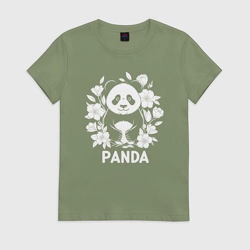 Женская футболка Панда в цветах / Авокадо – фото 1