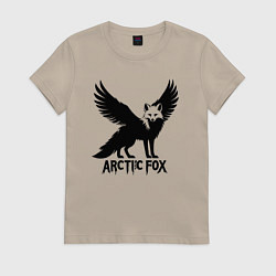Футболка хлопковая женская Арктический лис-феникс, цвет: миндальный