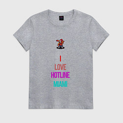 Футболка хлопковая женская I love Hotline Miami, цвет: меланж
