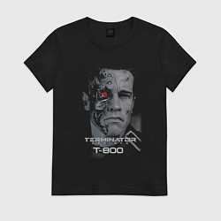 Футболка хлопковая женская Терминатор Т800, цвет: черный