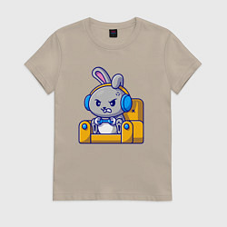 Женская футболка Кролик геймер