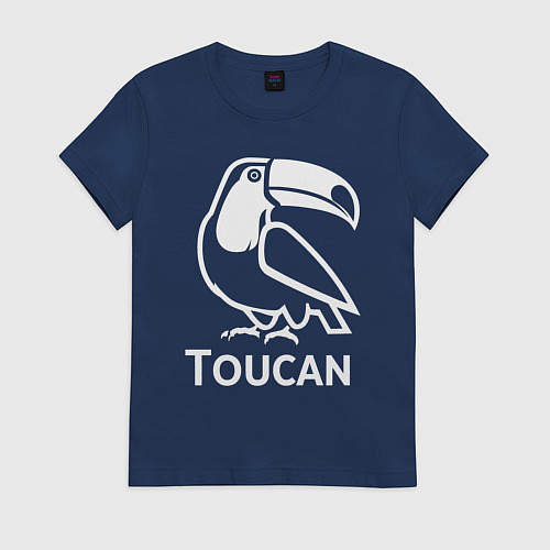 Женская футболка Тукан в минималистичном стиле / Тёмно-синий – фото 1