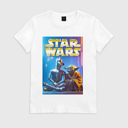 Женская футболка Bender and Yoda - ai art collab