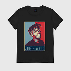 Футболка хлопковая женская Juice WRLD rapper, цвет: черный