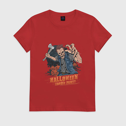 Женская футболка Хэллоуин зомби пати / Красный – фото 1