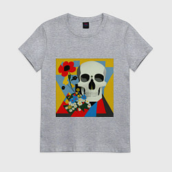 Женская футболка Череп в красочных цветах
