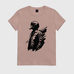 Футболка хлопковая женская Авиатор в эпичном стиле, цвет: пыльно-розовый