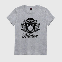 Футболка хлопковая женская Авиатор в цветах, цвет: меланж